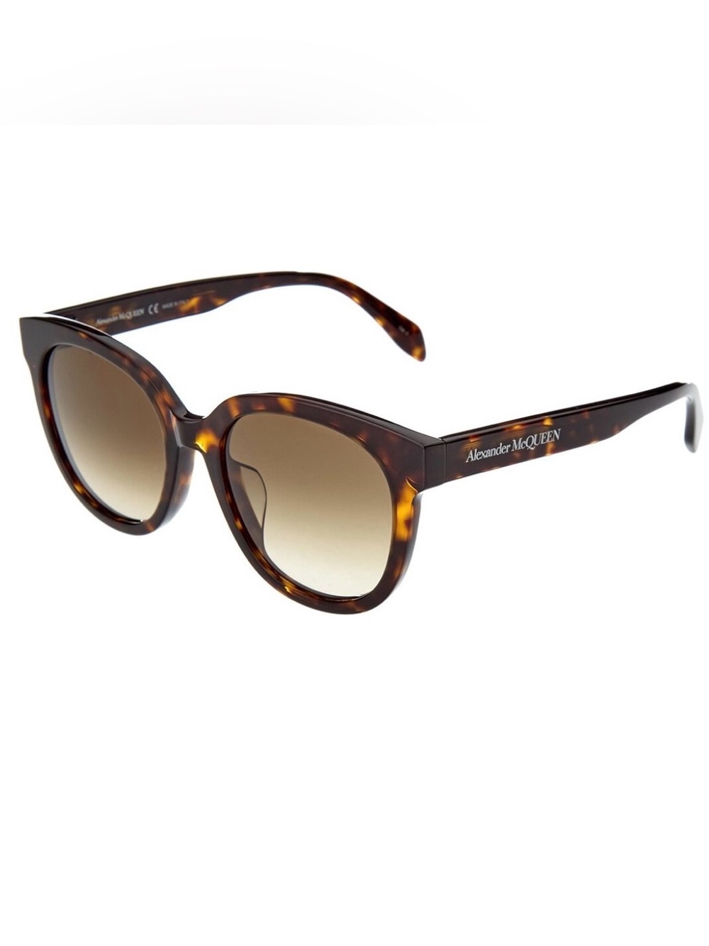 Alexander McQueen Tortoiseshell Frame Sunglasses with Brown Gradient Lenses